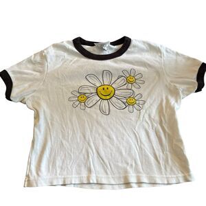 Vintage 90s Art T-Shirt Size Large White Daisy Nature Floral Botanical RARE
